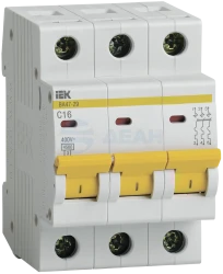 Автоматический выключатель трехполюсный MVA20-3-016-C  (IEK)